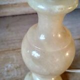 Old beige marbled stone lamp base - alabaster lamp