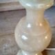 Old beige marbled stone lamp base - alabaster lamp