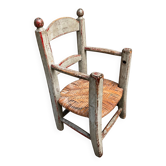 Petit fauteuil d’enfant ancien polychrome – Art populaire français