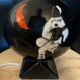Glazed Earthenware Ball Lamp - Longwy Enamels - "Pierrot at the" Decor