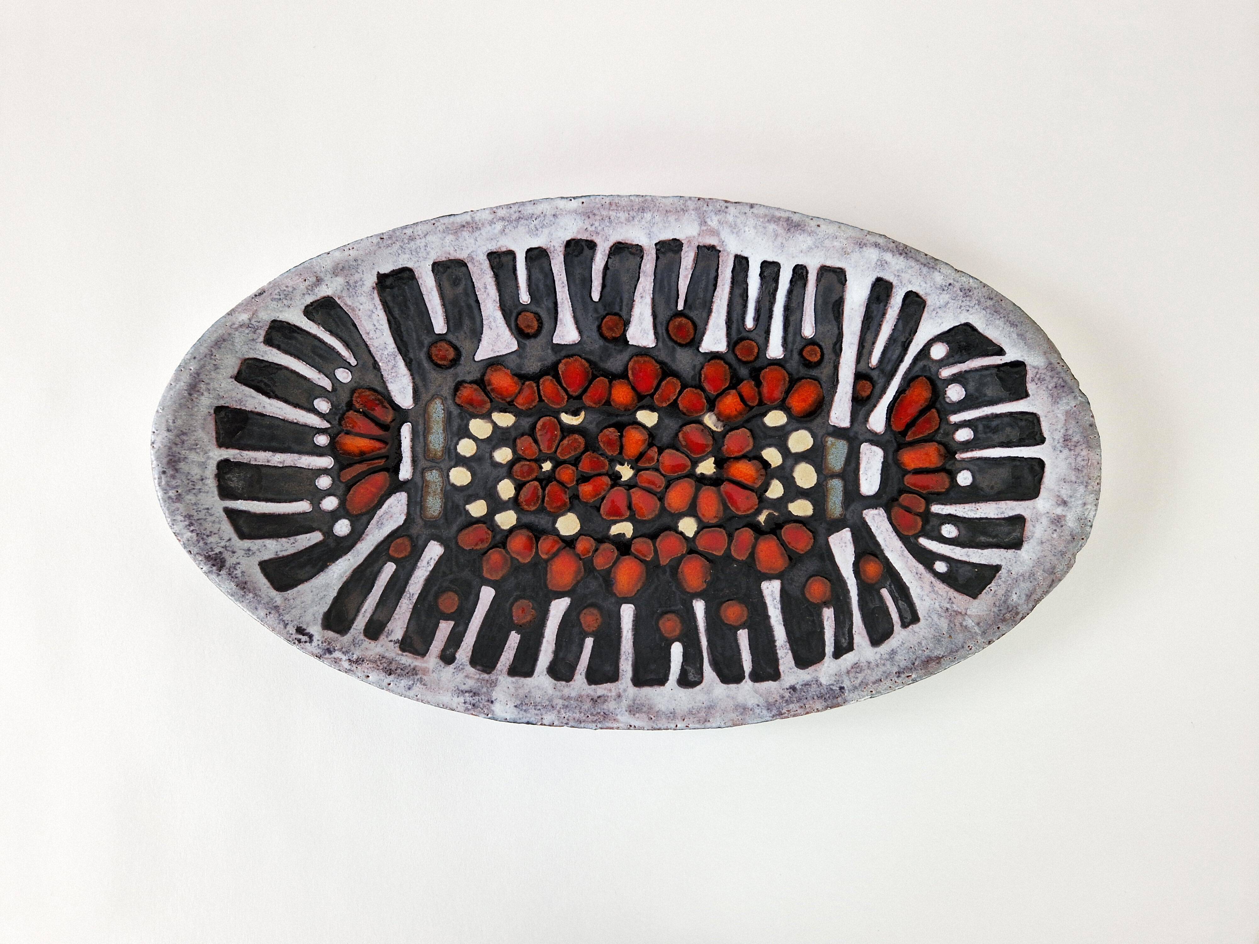 Oblong ceramic cut by perignem circa 1960