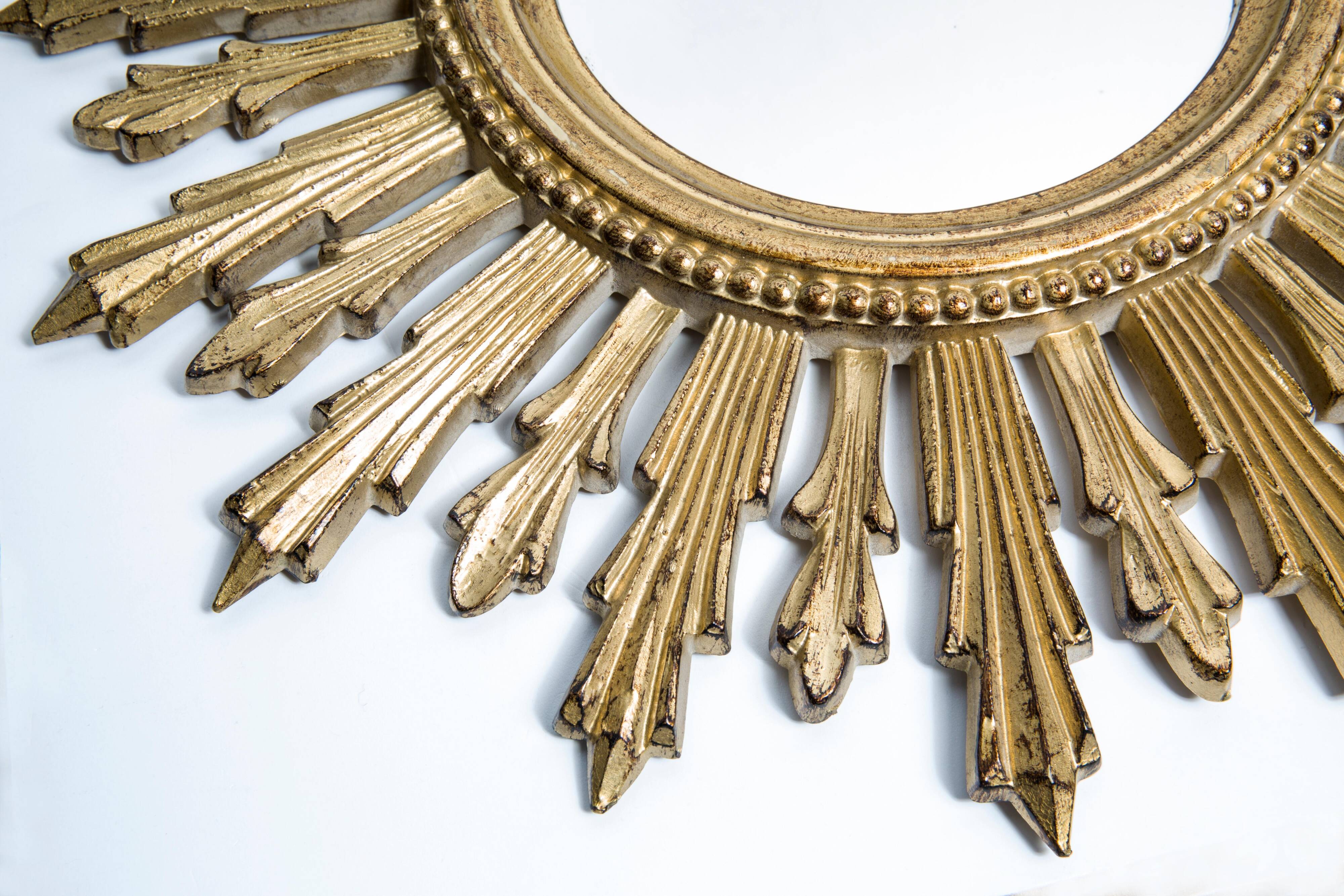 Vintage Italian golden sun mirror, mid-20th century.