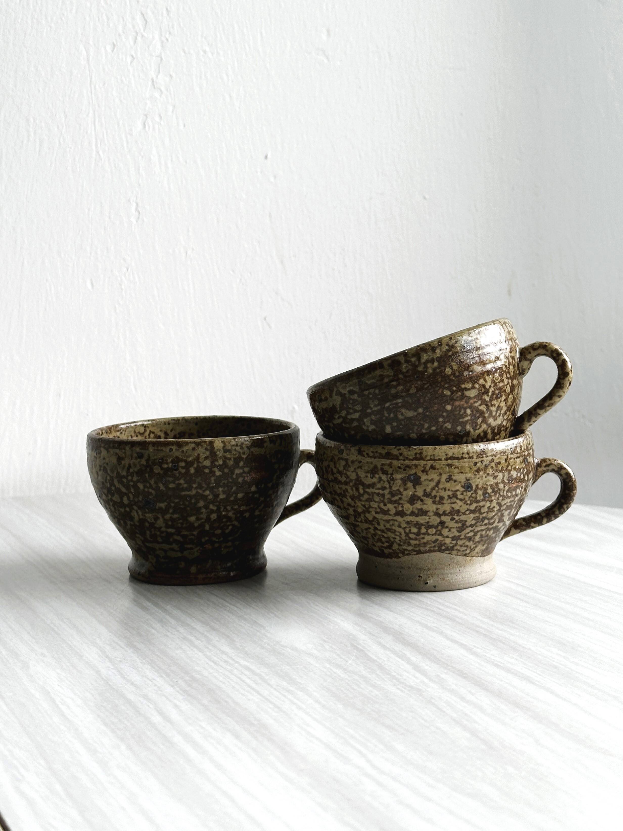 Set of 3 rustic handmade ceramic mugs