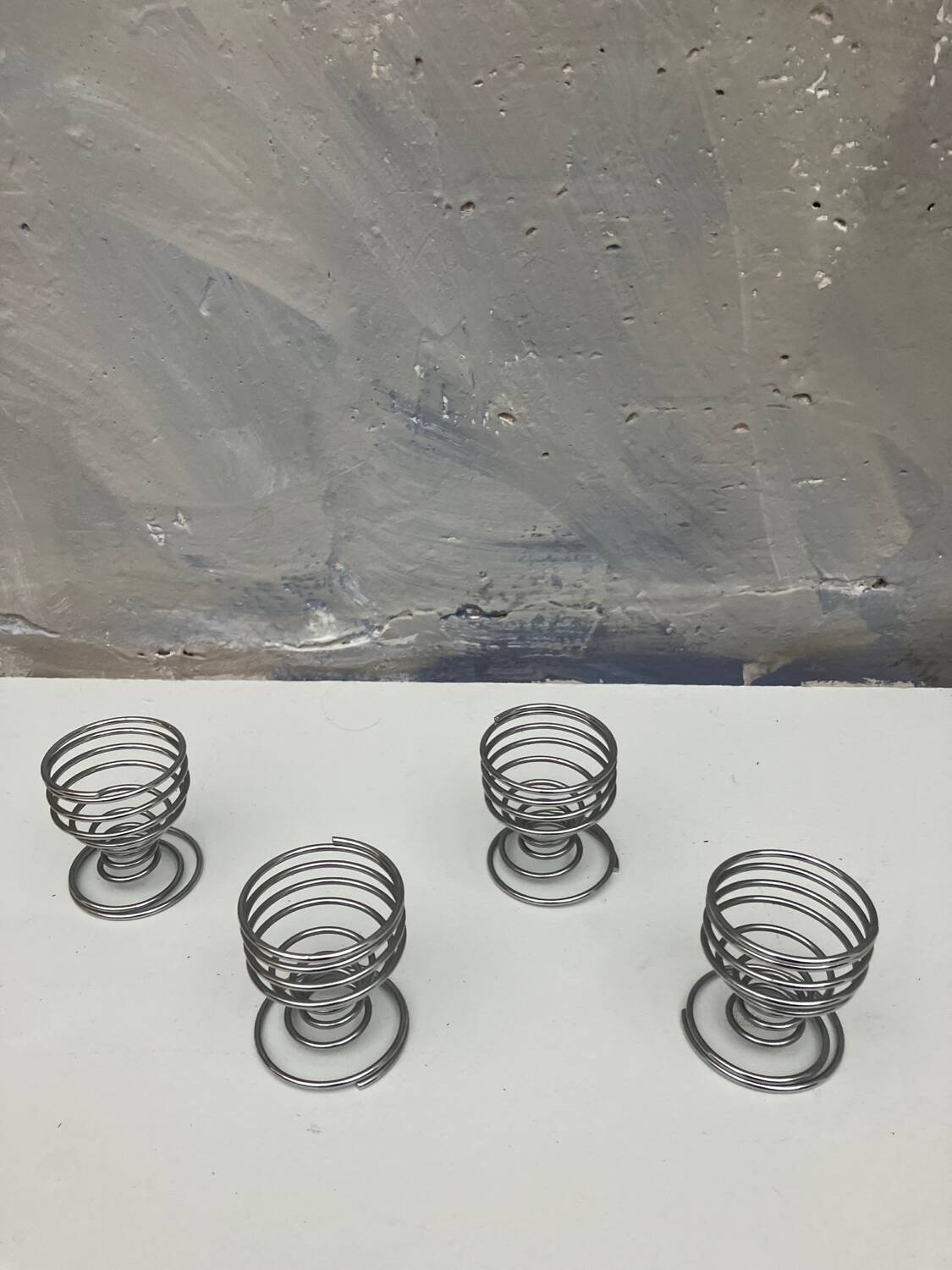 4 vintage stainless steel spiral egg cups from 1970