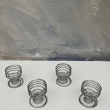 4 vintage stainless steel spiral egg cups 1970