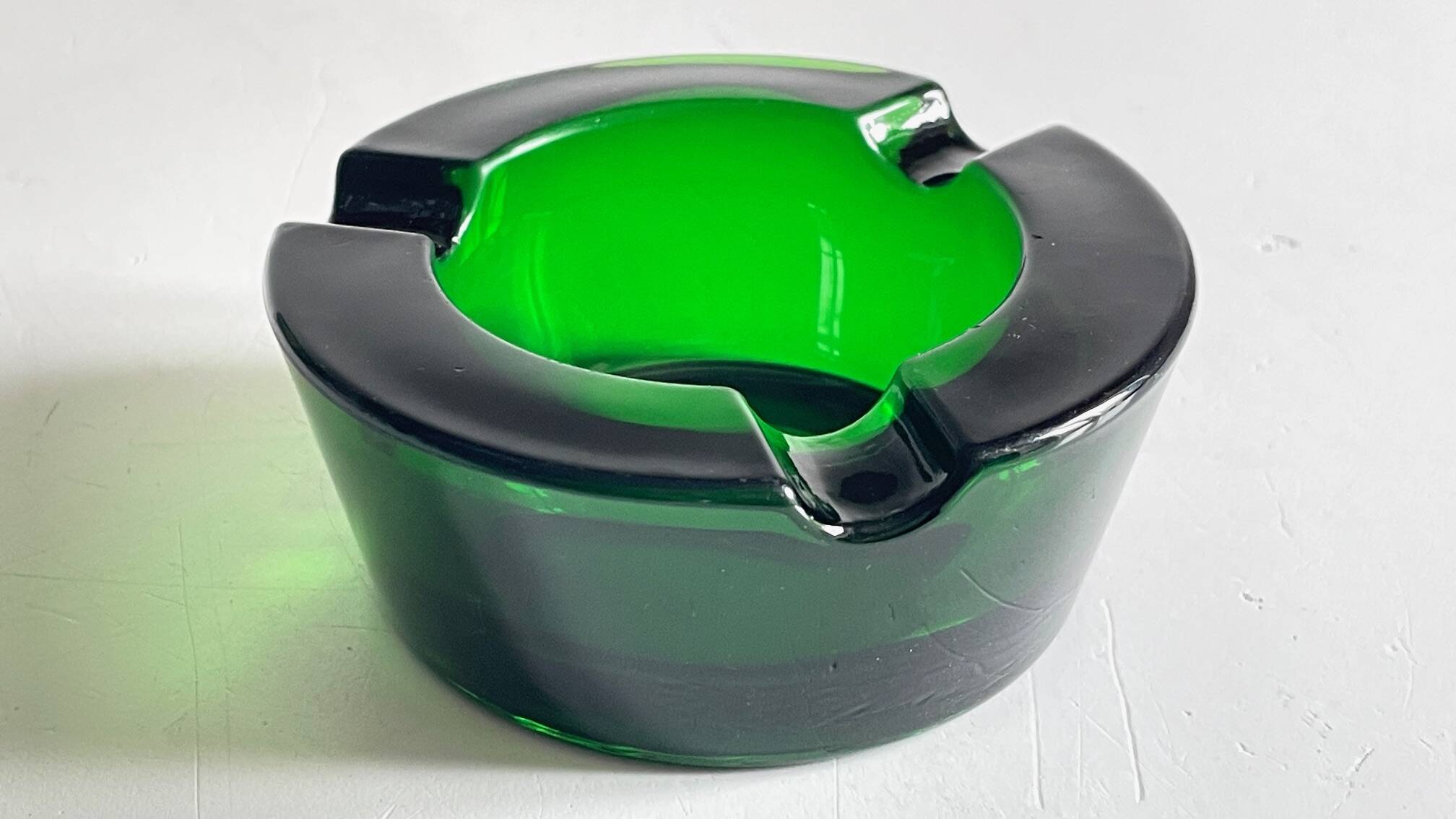 ASH TRAY Green Glass Vintage