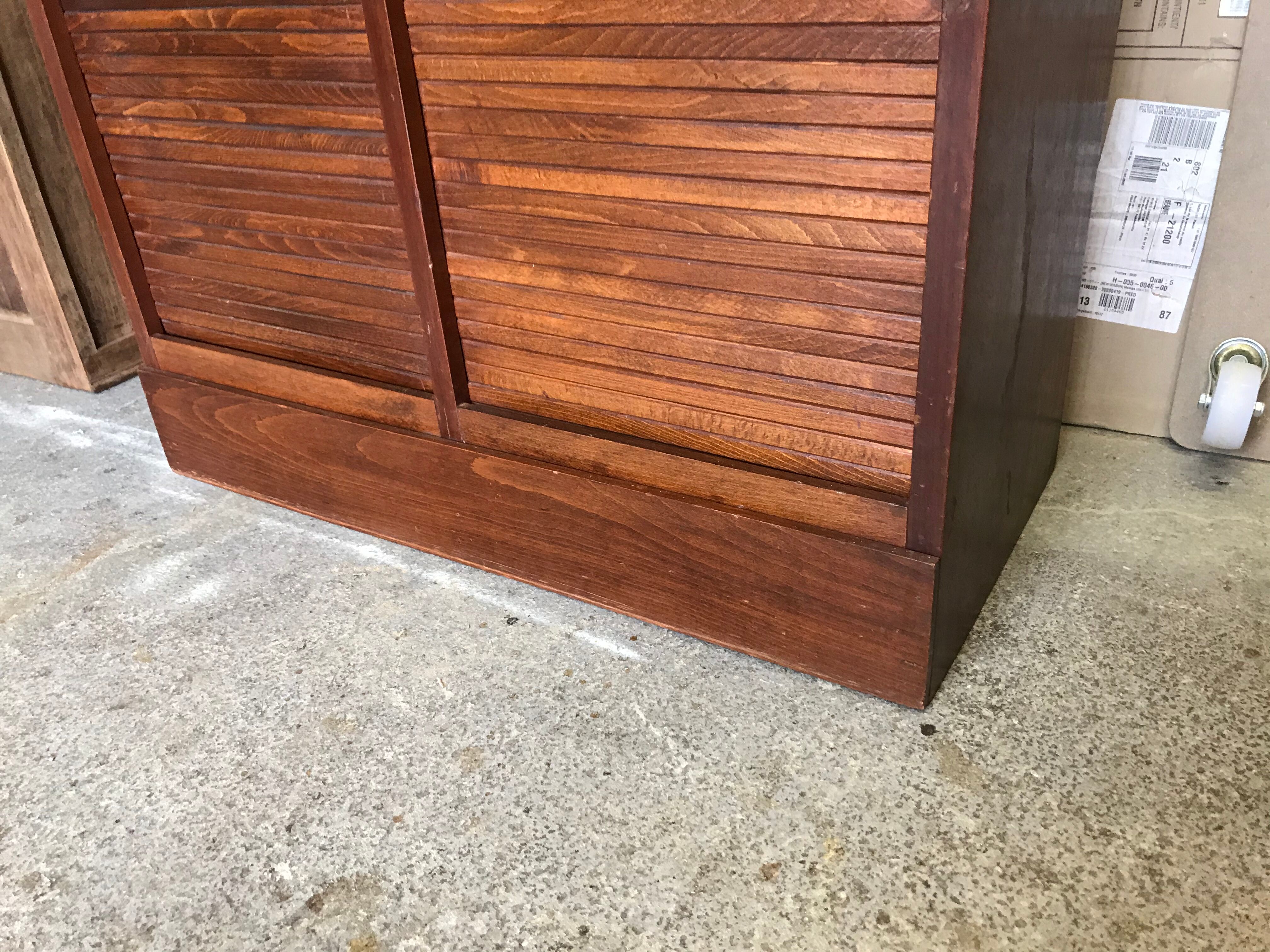 Furniture filing cabinet with double curtains in mahogany and tinted beech