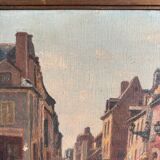 Oil on canvas 20th century street scene by Jacques Louis Barcat
