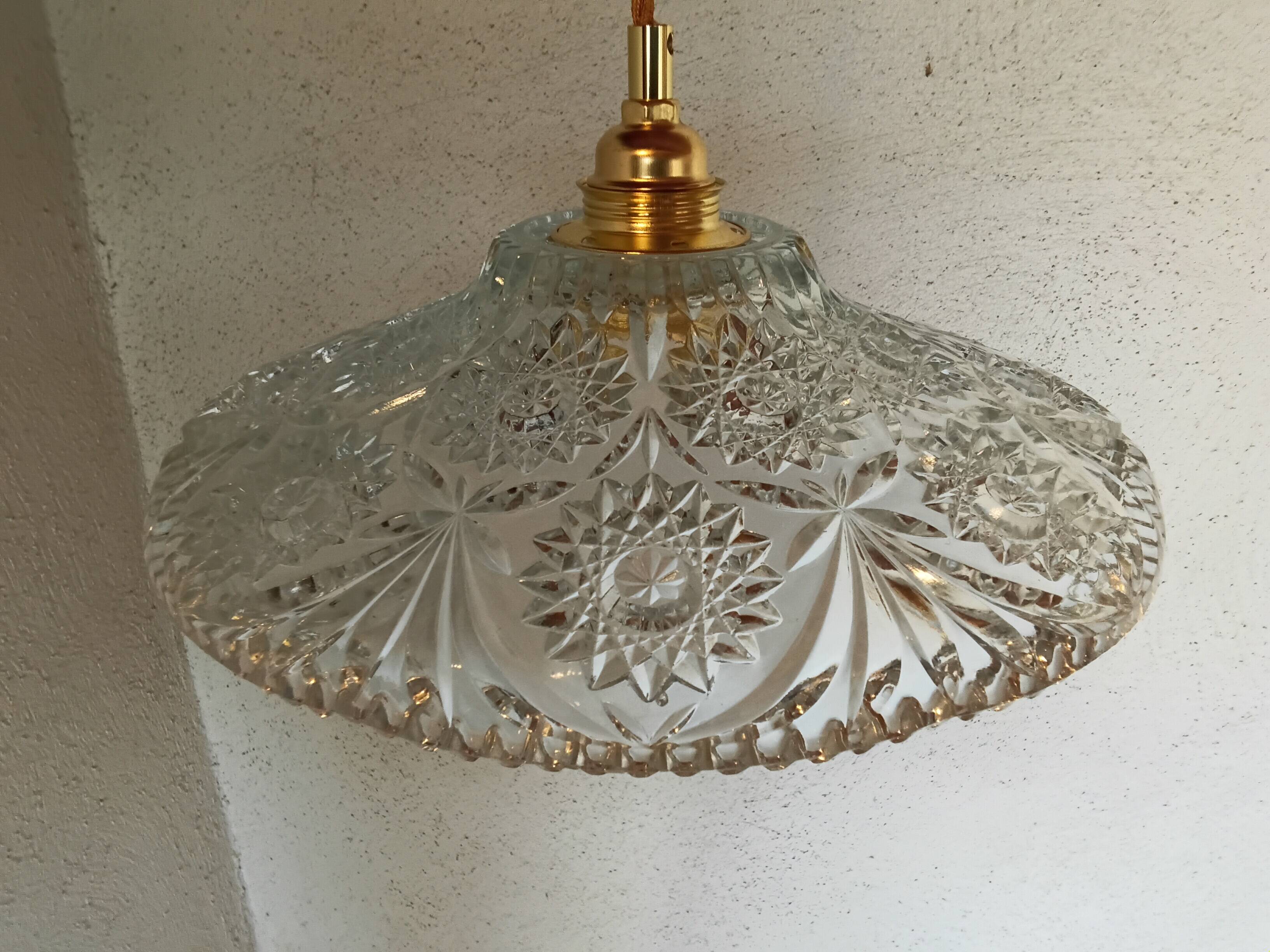 Vintage chiseled glass pendant light