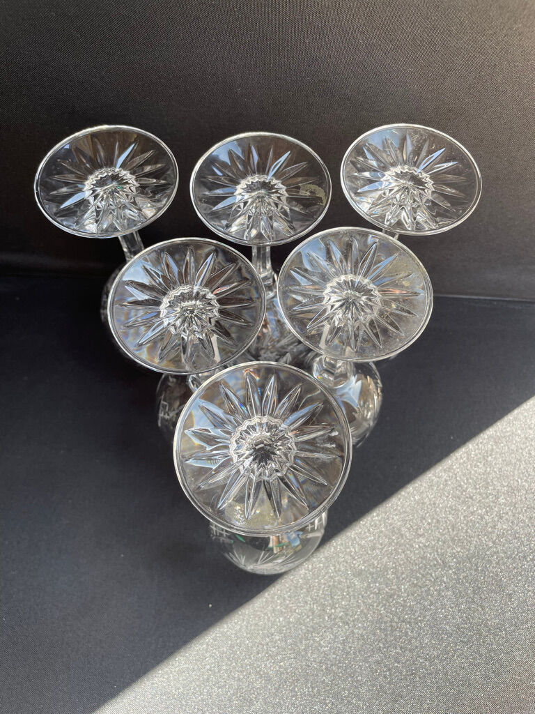 Cristal de Bohème - Verres à eau ou à vin (6) - Moderne milieu de siècle - Cristal taillé main