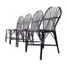 Suite de quatre chaises en rotin d'Adrien Audoux et Frida Minnet 1950