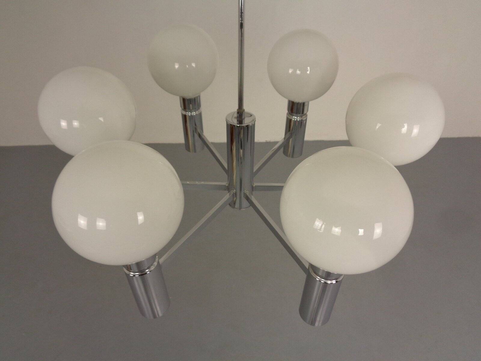 Opaline Glass Pendant Lamp from Sölken Leuchten, Germany, 1960s