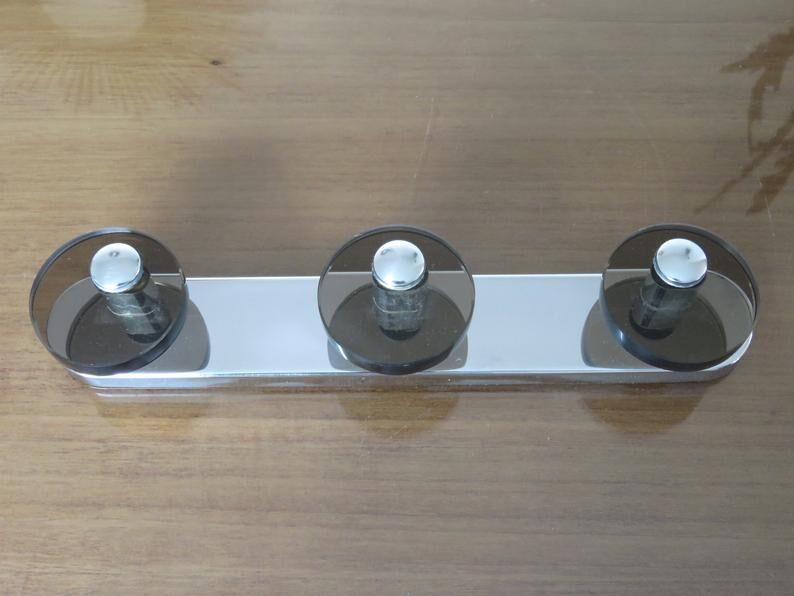 Fontana Arte chrome metal and smoked glass coat rack 70