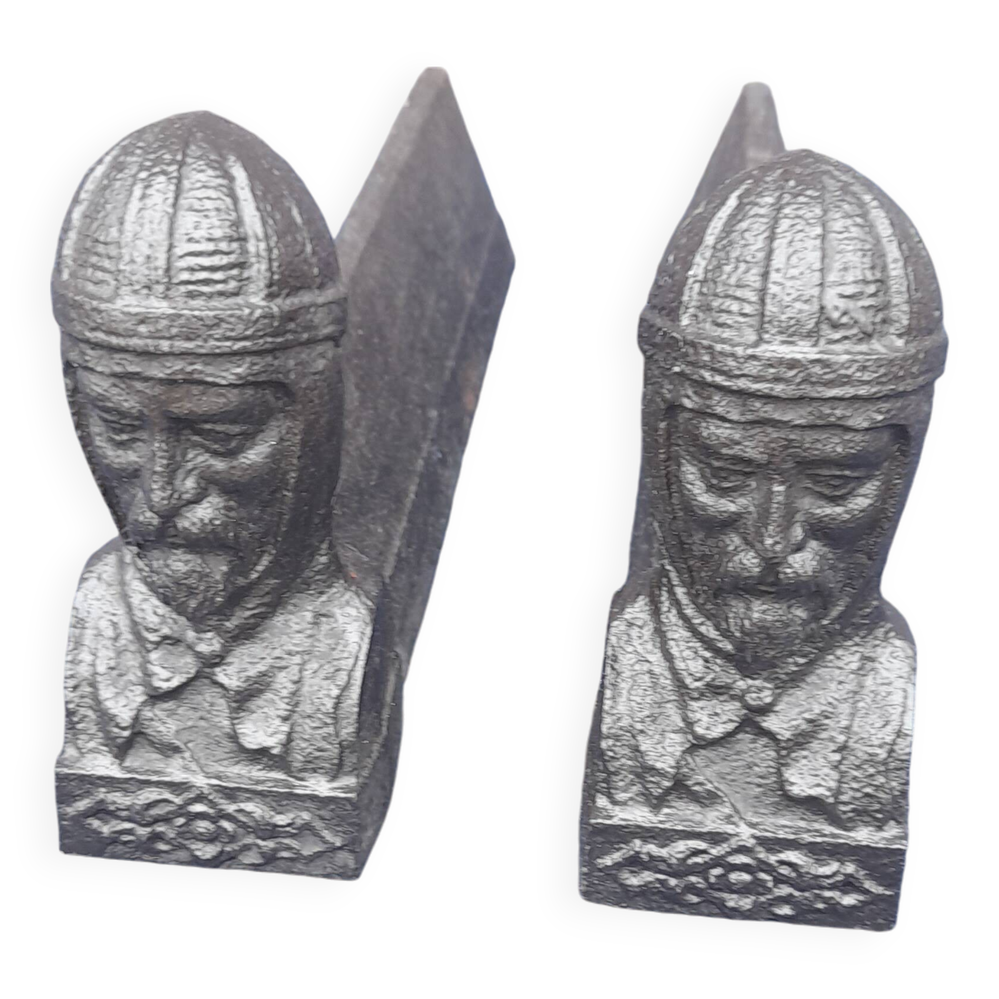Paire de chenets en fonte
