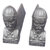Pair of cast iron andirons with Templar heads