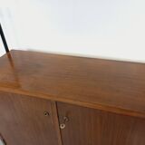 Vintage Italian double modular shelving unit in wood and metal