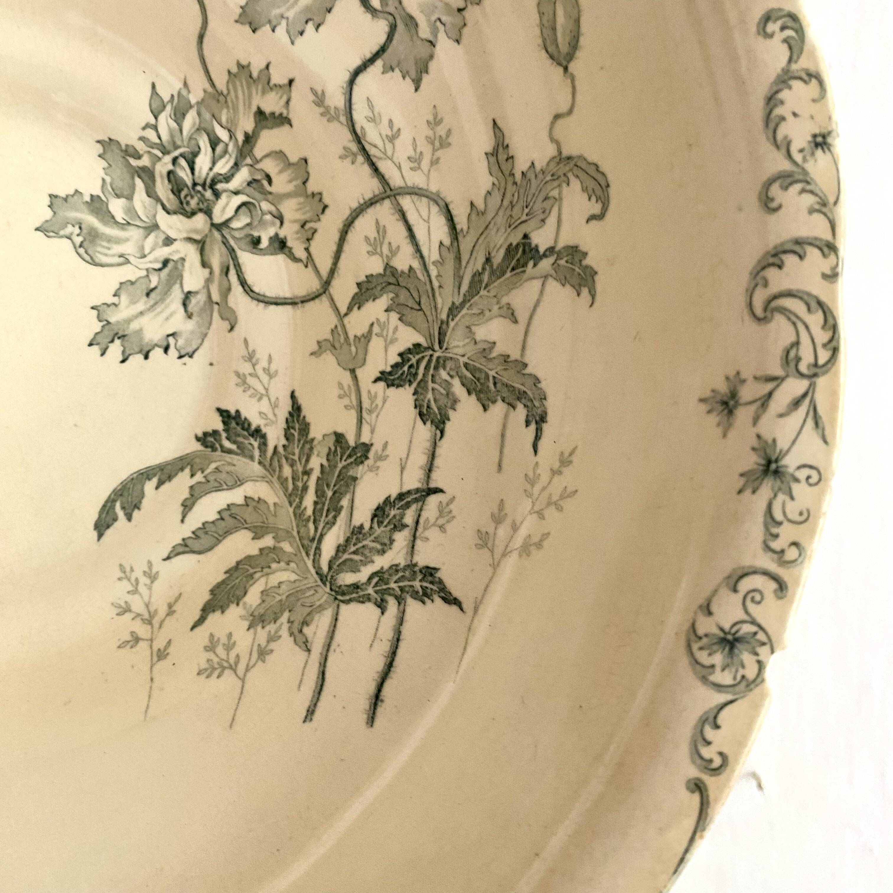 Old iron earth salad bowl, poppy model