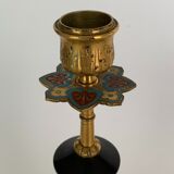 Pair of candlesticks Napoleon III in bronze cloisonné XIXth Barbedienne