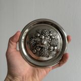 Sucrier ancien en verre pressé et métal argenté
