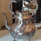 Ancien samovar fontaine à thé en métal argenté