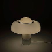 Brumbury table lamp in chrome and white by Luigi Massoni for Guzzini 1970