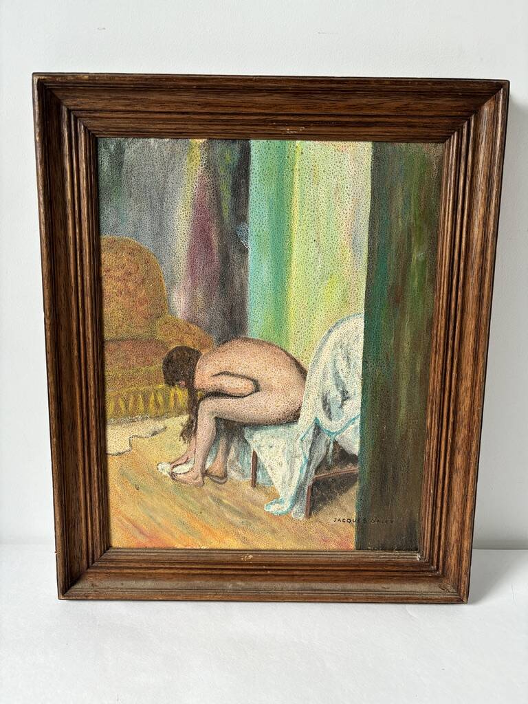 Painting "Nude influenced by Degas" 1960 France signed Jacques Galey