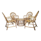 Garden furniture: 4 armchairs and rattan coffee table