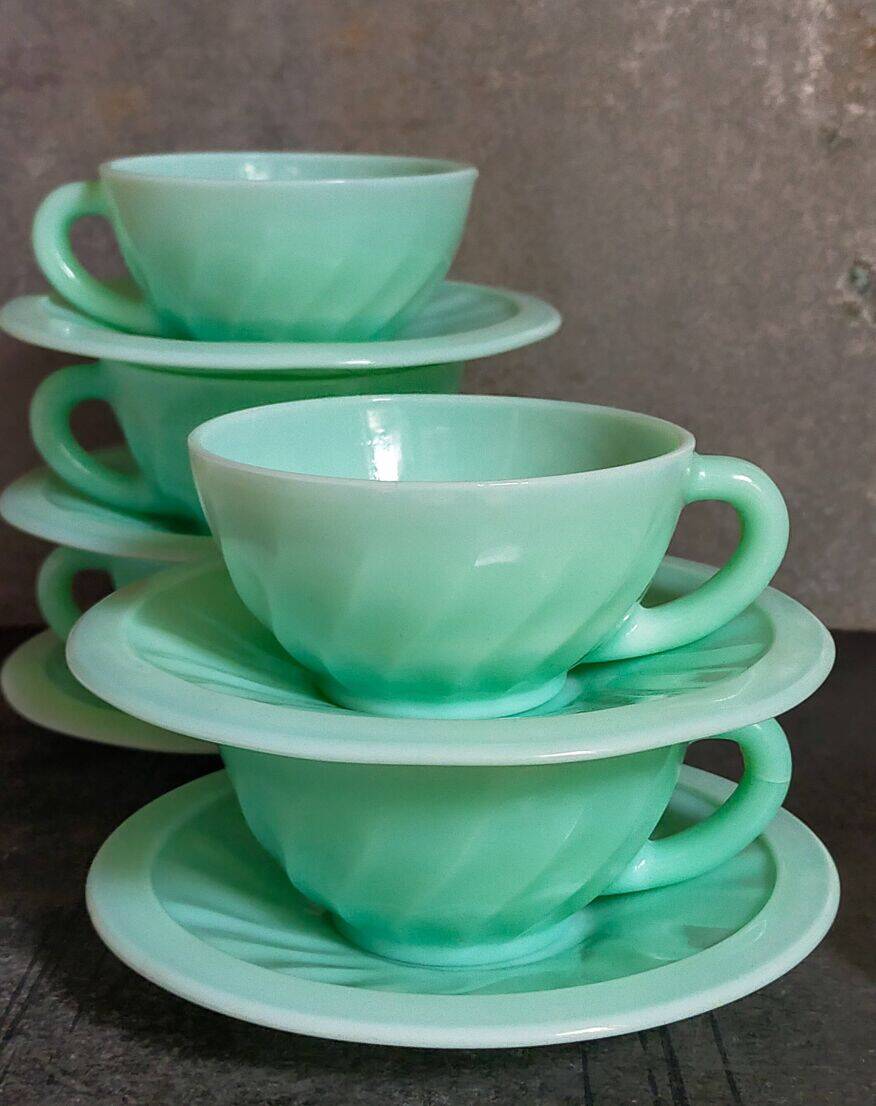 Six opaline cups