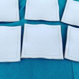 6 white glazed ceramic plates vague design and contemporary patterns