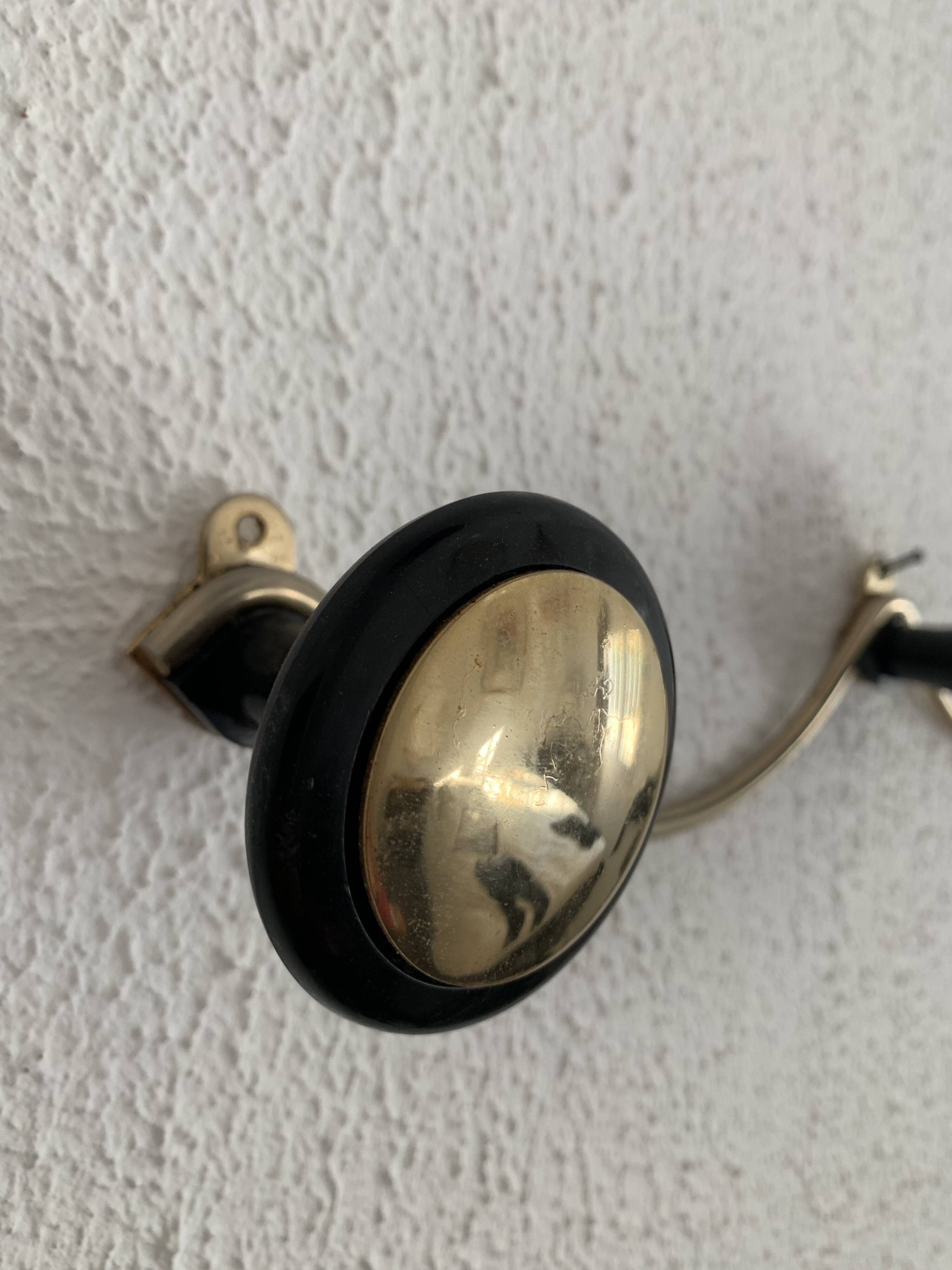 Vintage 1960s gold coat rack with 3 hooks - 45 x 7 cm