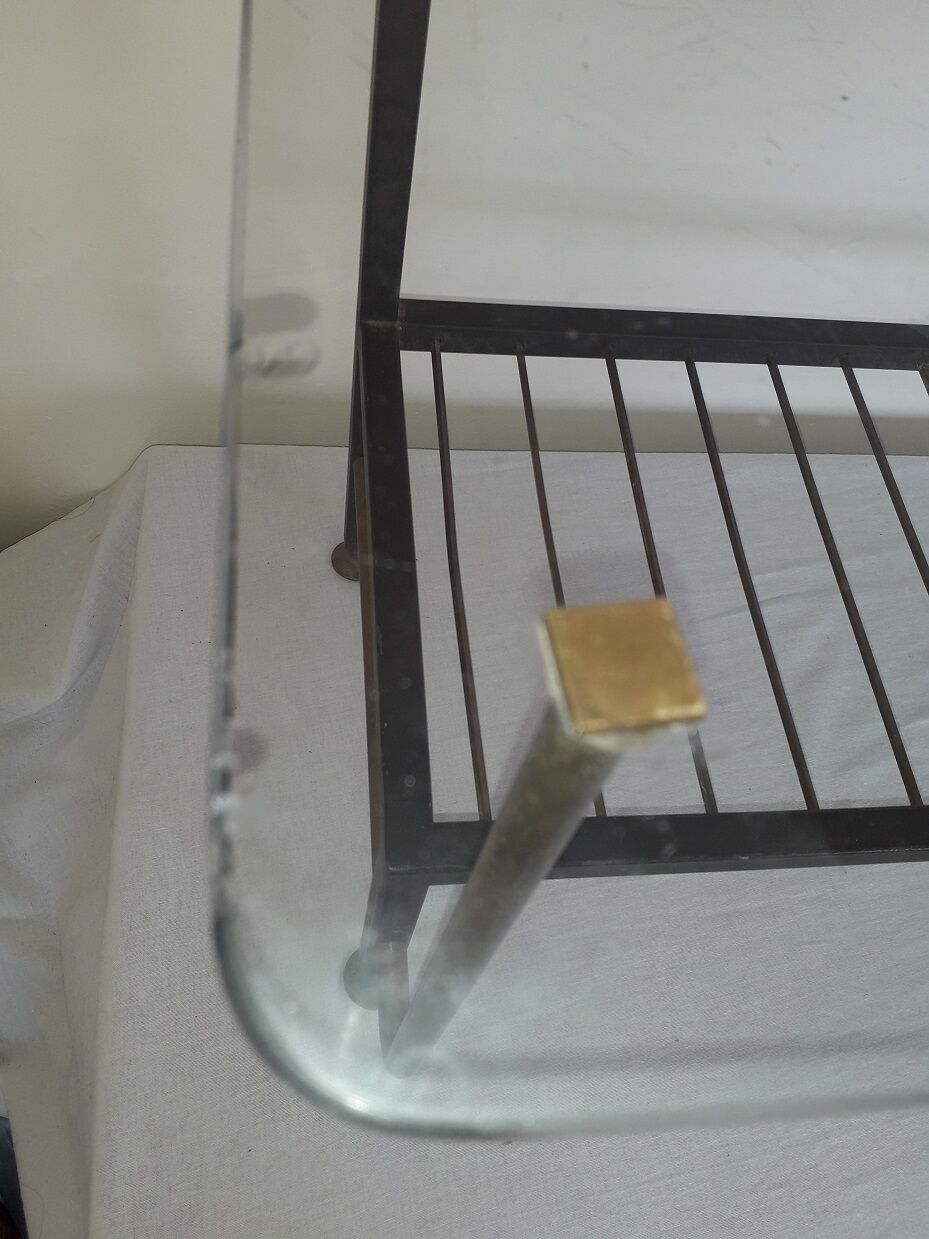 60's design metal and glass coffee table