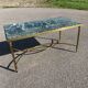 Table basse néoclassique laiton doré et marbre vert