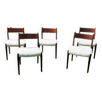 5 chaises Danoises d’Arne Vodder modèle 418 teck