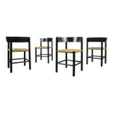 Fritz hansen / scandinavian papercord dining chairs (4) / mogens lassen / denmark 1960s