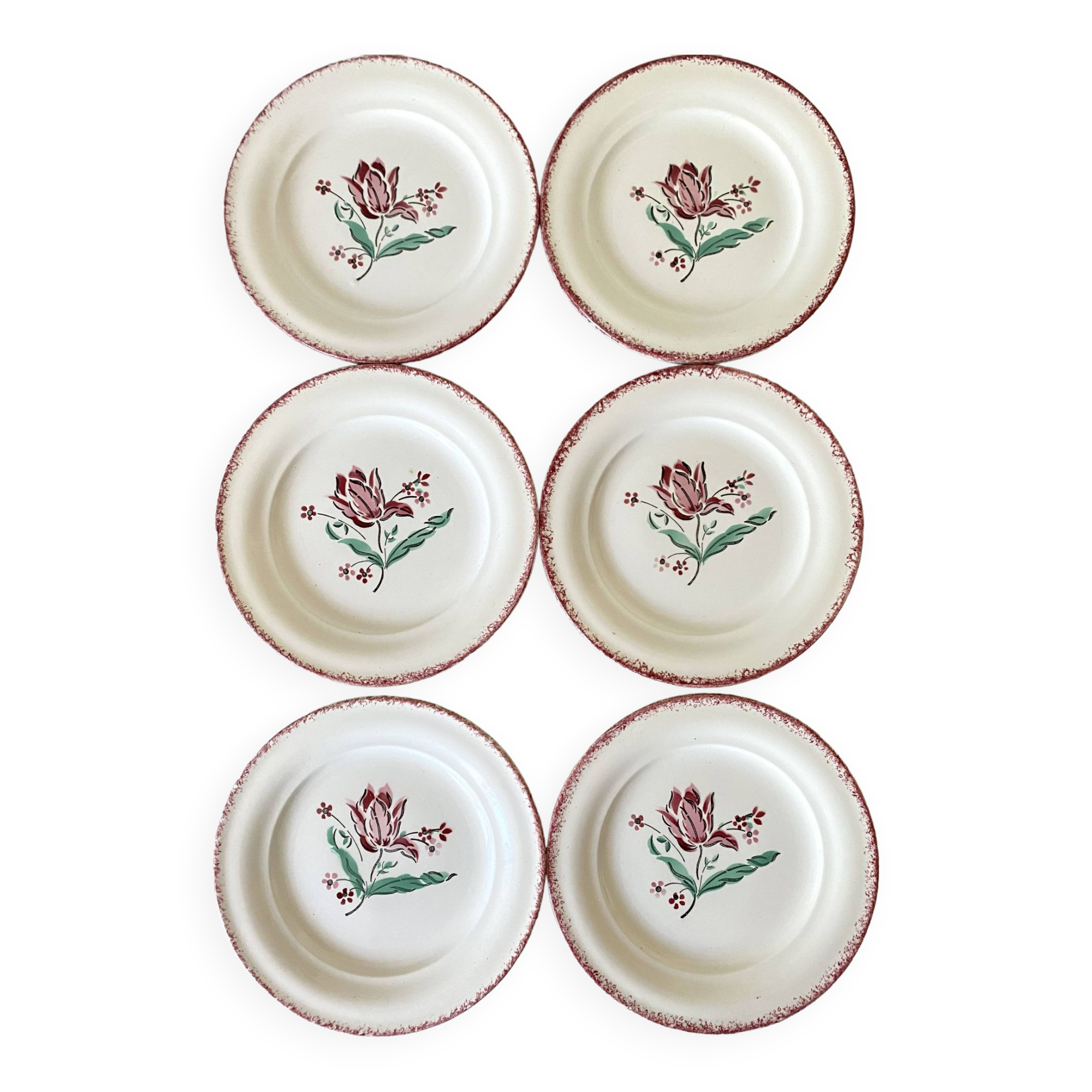 St Amand dessert plates, hand decor, Strasbourg model