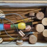 Ancien jeu 'Croquet de Table' en bois – Jouet vintage années 50