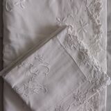Embroidered and monogram sheet with 2 pillowcases