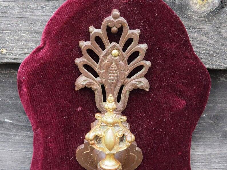 Art Nouveau Wall Sconce: French Metal, Opaline Rose Shade, C1950s