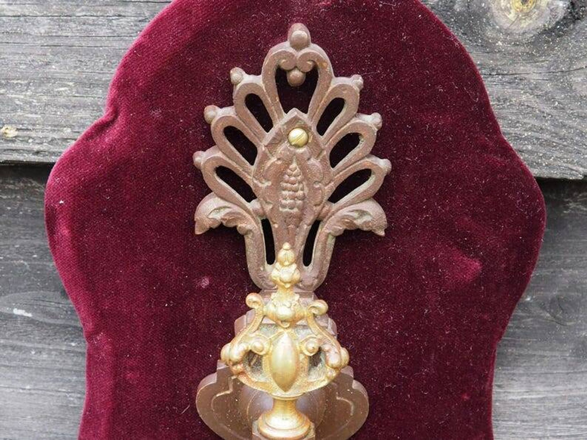 Art Nouveau Wall Sconce: French Metal, Opaline Rose Shade, C1950s