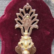 Art Nouveau Wall Sconce: French Metal, Opaline Rose Shade, C1950s