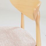 Dining Chairs Set of 6 Pink Soft Fabric Scandinavian design Natural wo
