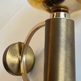 Vintage bubble glass brass applique