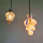 A pair of multicoloured blown glass suspensions, Murano, 1950-60.