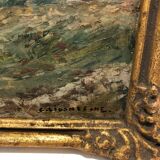 Painting: the castle of brancion signed claude ligonesche