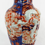 19th century Imari porcelain baluster vase with dragon relief decoration