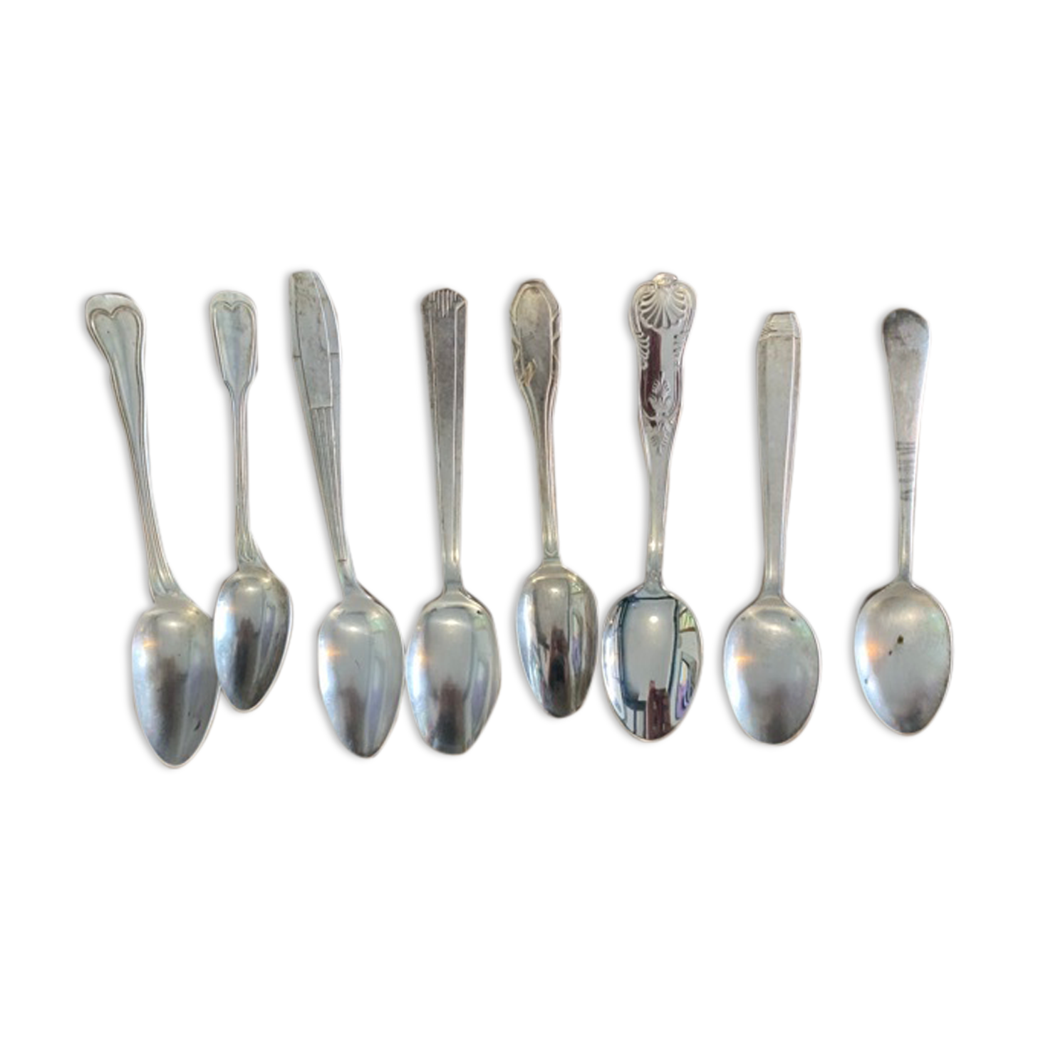 8 tablespoons in silver metal including a monogram christofle art deco