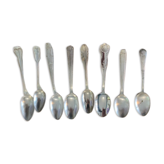 8 tablespoons in silver metal including a monogram christofle art deco