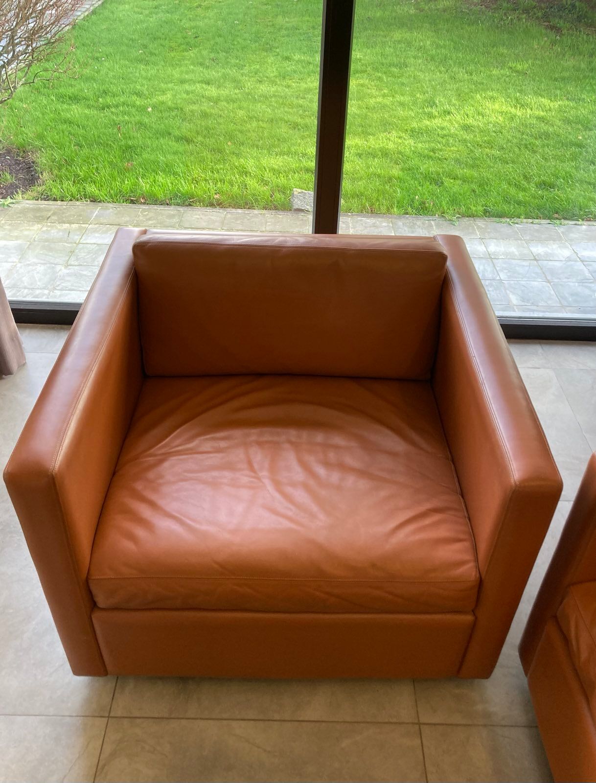 Gold leather salon by Charles Pfister for Knoll 1970