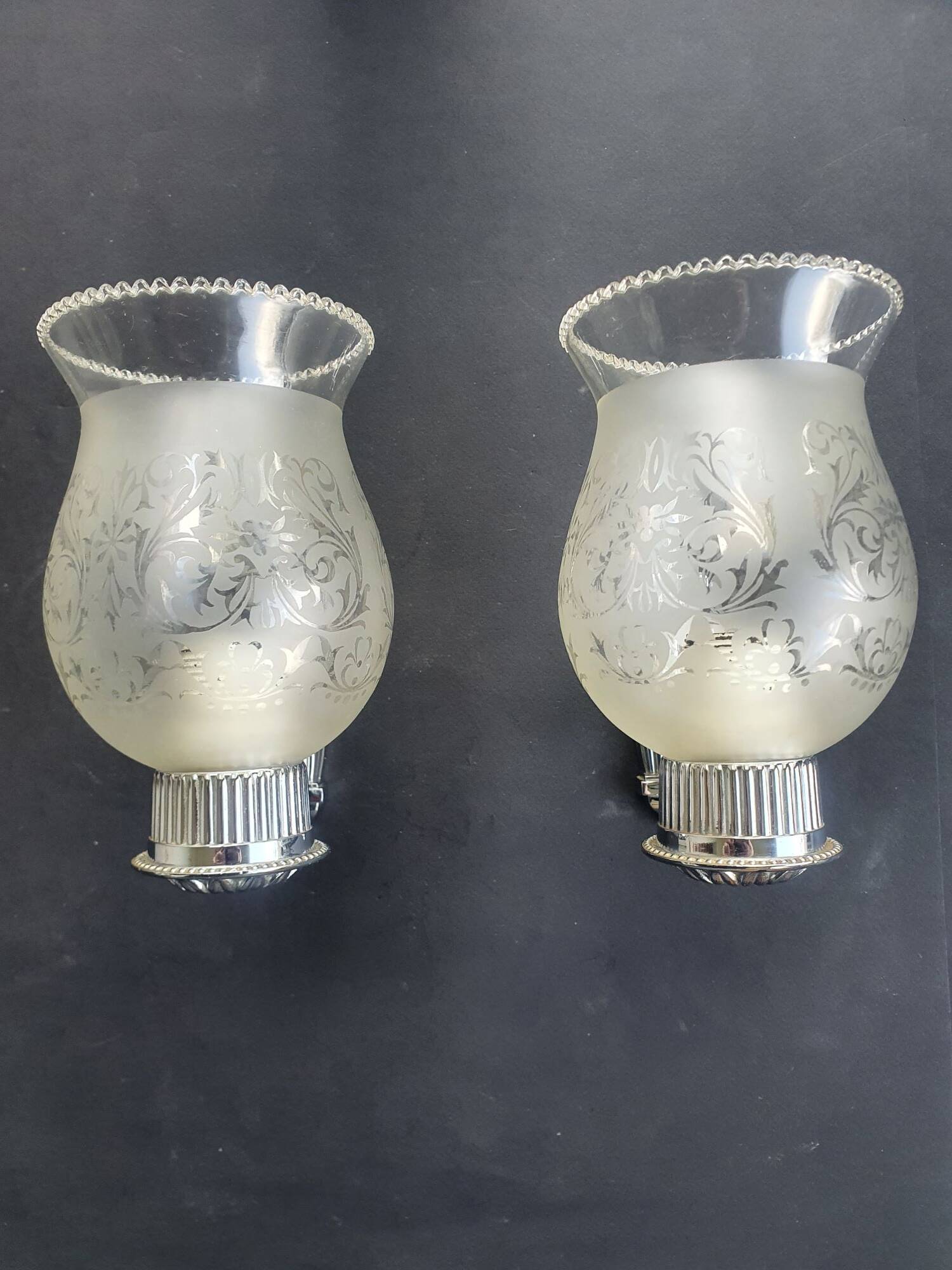 Pair of chrome wall sconces vintage bathroom