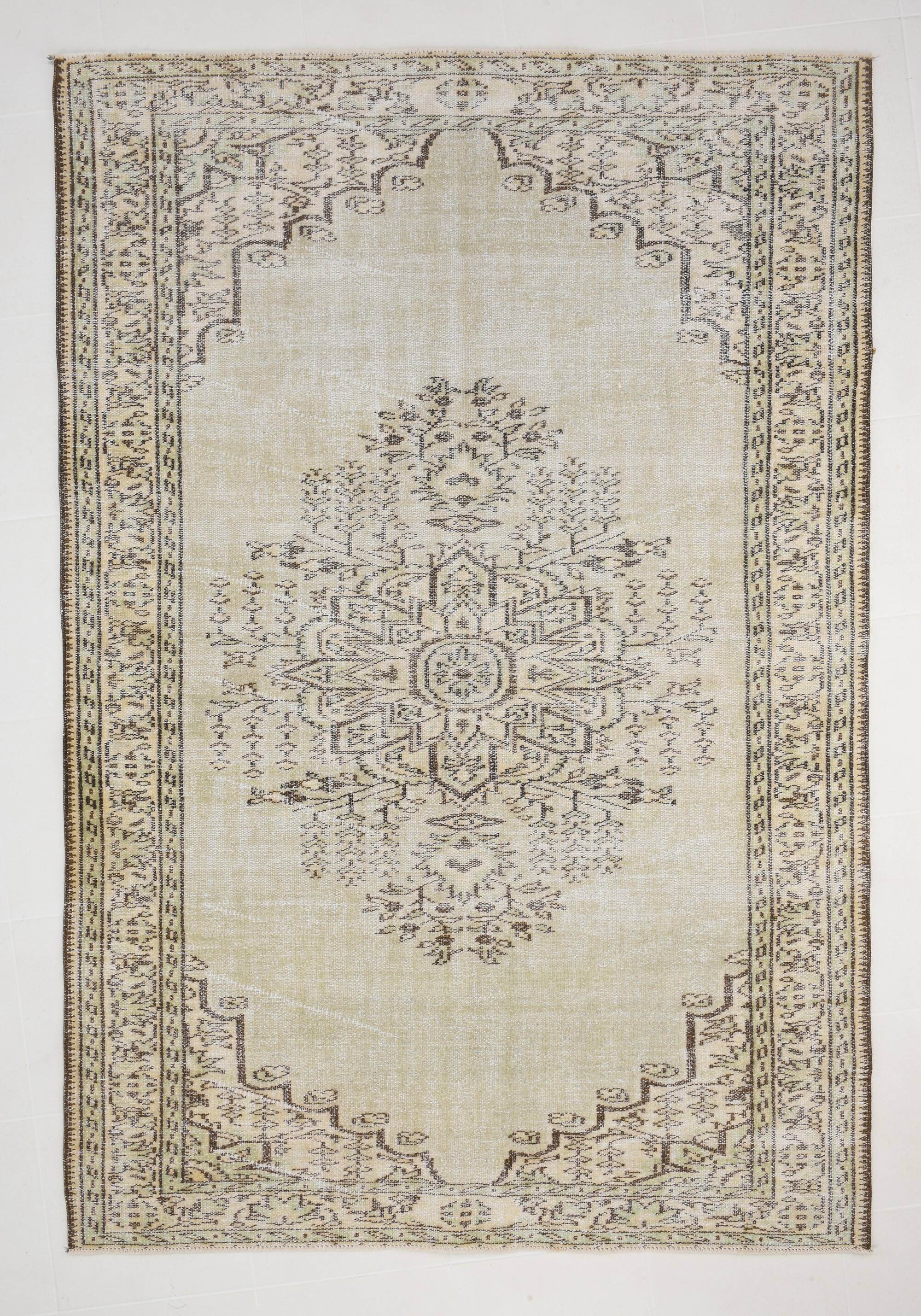 Tapis Vintage Tons Neutres Beige Motif Discret Élégant, 166x244 Cm